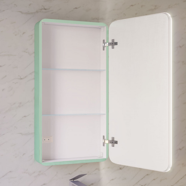 Зеркало-шкаф Jorno Pastel Pas.03.46/BL 46 см бирюза фото