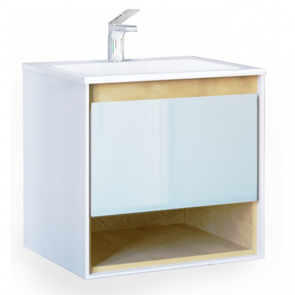Тумба с раковиной Jorno Glass Gla.01.62/P/W 62 см фото