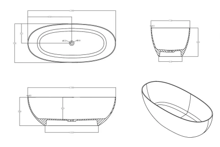 Ванна из полиэфирной смолы Abber Kristall AT9703Opal 170x75 коричневая фото