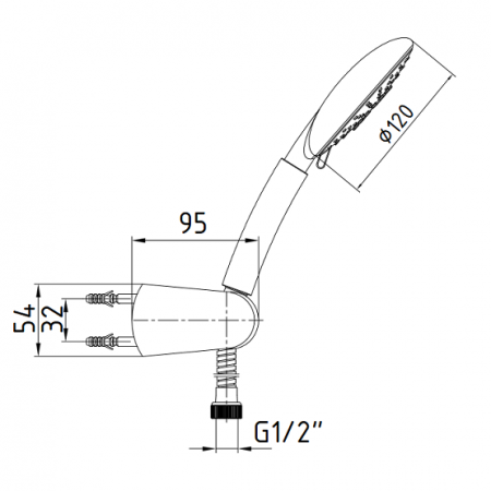 Душевая лейка E.C.A. Novita 102117329 хром/белый фото