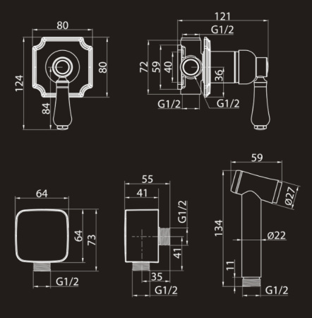 Гигиенический душ со смесителем Elghansa Terrakotta 34C0786-Black (Set-84) фото