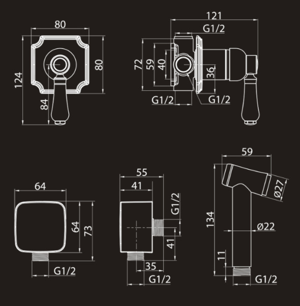 Гигиенический душ со смесителем Elghansa Terrakotta 34C0786-Black (Set-84) фото