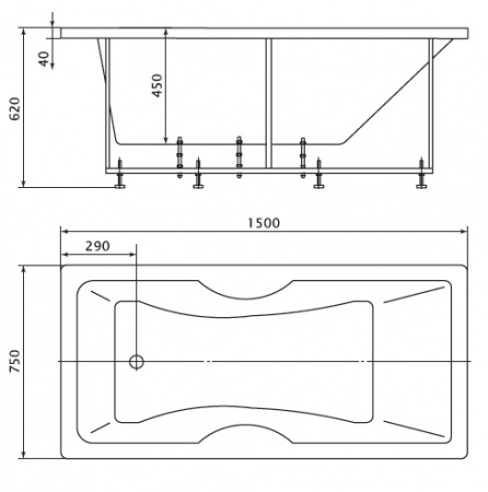 Акриловая ванна Aquatek Феникс без гидромассажа 170x75 с фр. экраном фото