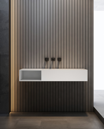 Раковина подвесная Abber Stein AS2640-1.0 L 100x46 белая матовая фото