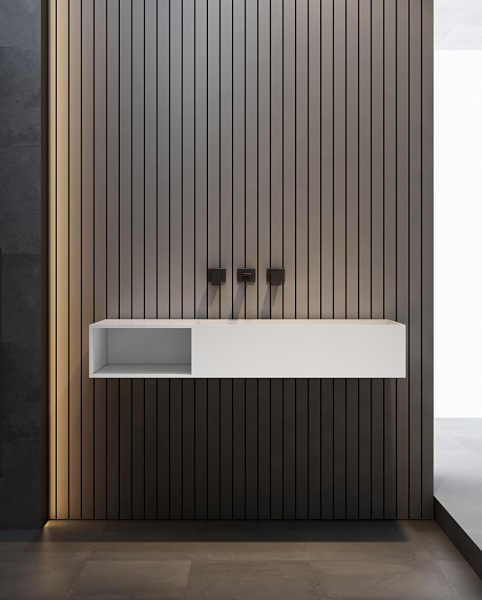 Раковина подвесная Abber Stein AS2640-1.0 L 100x46 белая матовая фото