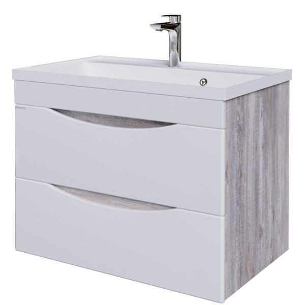 Тумба под раковину Grossman Талис-70 107011 бетон пайн/белый глянец фото
