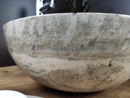 Накладная раковина из оникса Indo Bowl Grey Dott BO-00268 фото