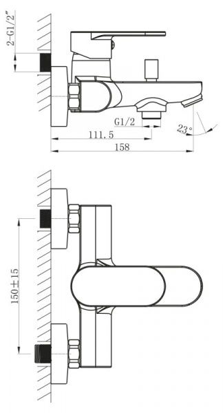 Смеситель для ванны с душем BelBagno Loyd LOY-VASM-CRM фото