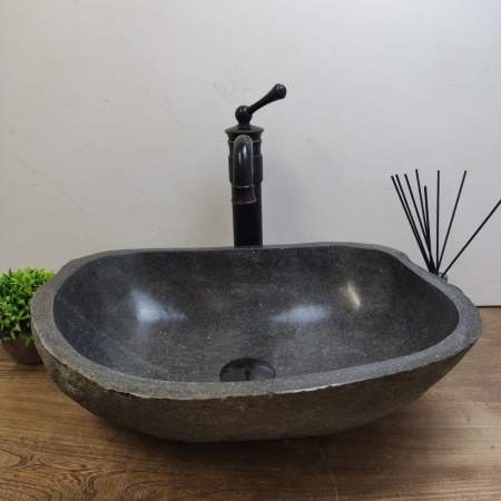 Накладная раковина из речного камня RS01177 (50*36*15) d15a фото