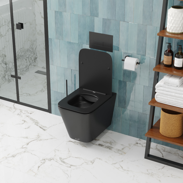Унитаз подвесной безободковый Cerutti SPA Maiella Aria CT9163 с сиденьем, черный матовый фото