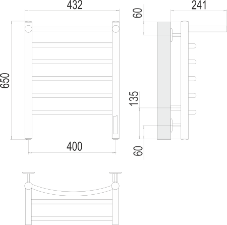 Полотенцесушитель электрический Terminus Классик с/п П6 400х650 4670078531384 фото
