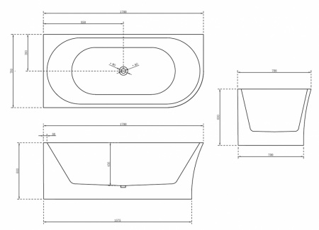 Ванна акриловая Abber AB9257-1.7 L 170x80 фото