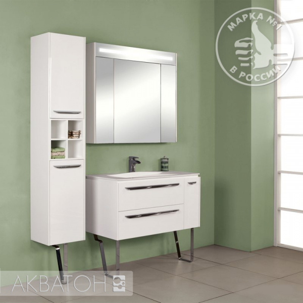 Зеркало-шкаф с подсветкой Акватон Блент 100 1A166502BL010 белый фото