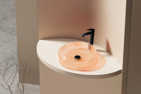 Накладная раковина стеклянная Abber Glas AK2301O 39x39 оранжевая фото