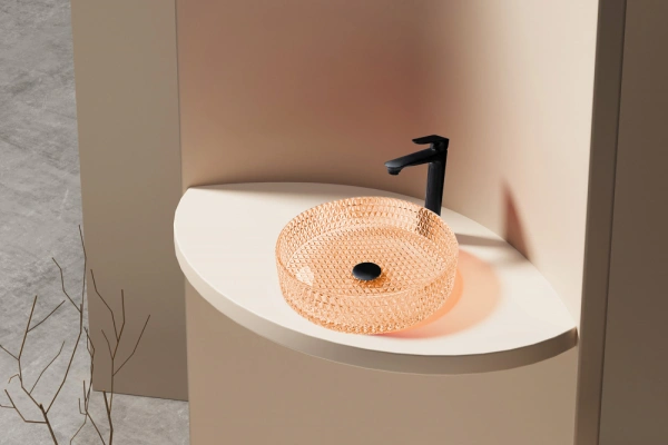 Накладная раковина стеклянная Abber Glas AK2301O 39x39 оранжевая фото