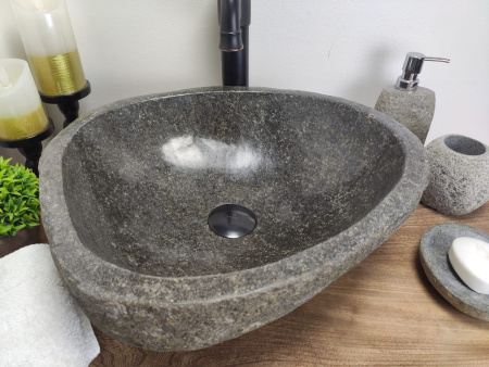 Накладная раковина из речного камня RS0595 (45*42*15) фото