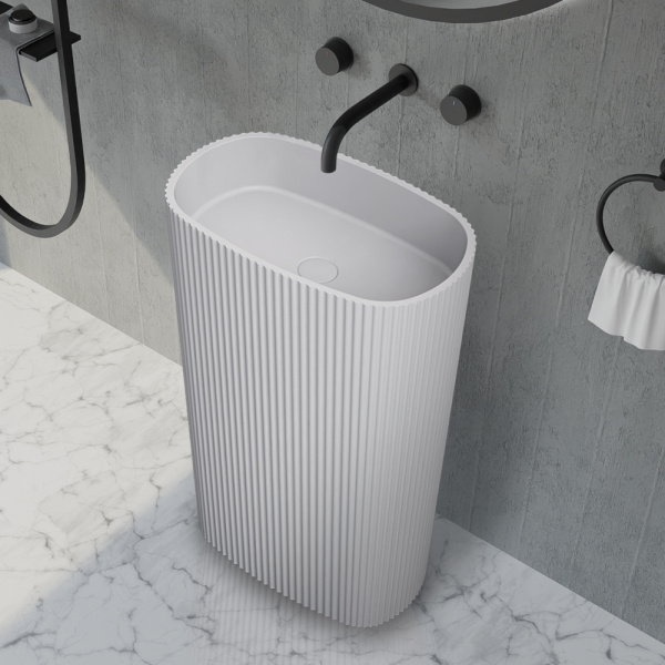 Напольная раковина Abber Stein AS2502-H 55x36 белая матовая фото