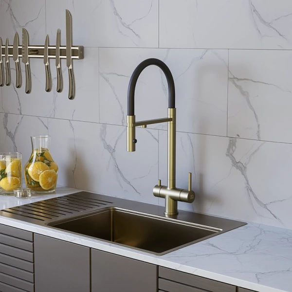 Смеситель для кухни с фильтром для воды DQ Kitchen DA1462507Gold матовое золото фото