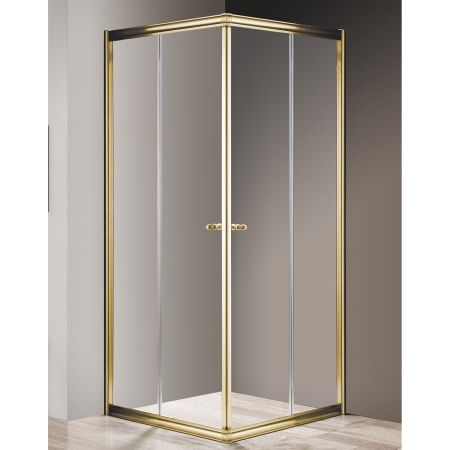 Душевой уголок Cezares Giubileo A-2 90х90 GIUBILEO-A-2-90-SCORREVOLE-C-G стекло прозрачное профиль Золото фото