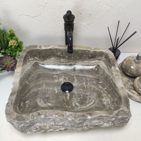 Накладная раковина из оникса Erozy Grey EO-01563 (55*45*15) фото