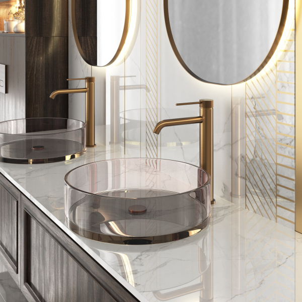 Высокий смеситель для раковины Timo Saona 2411/19F Розовое золото фото