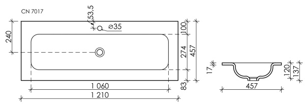 Раковина Ceramica Nova Element CN7017 121x45 фото