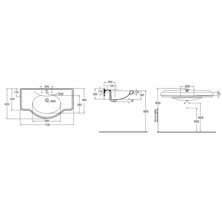 Подвесная раковина Azzurra Jubilaeum JUB200/110 bi*1 фото