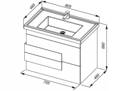 Тумба с раковиной Aquanet Мадейра 80 00213050 фото