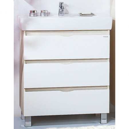 Тумба с раковиной Бриклаер Токио 70 светлая лиственница/белый фото