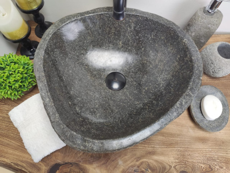 Накладная раковина из речного камня RS0595 (45*42*15) фото