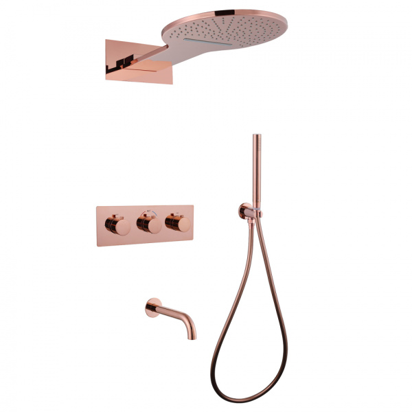 Душевая система скрытого монтажа с термостатом Abber Wasser Kreis AF8150RG розовое золото фото