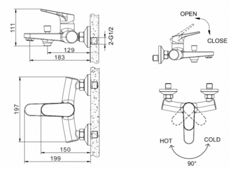 Смеситель для ванны с душем Bravat Eler F6191238CP-01-RUS фото