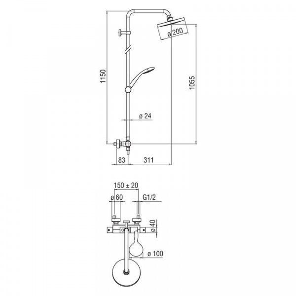 Душевая система (стойка) Nobili Tago (TG85330/33CR) с термостатом фото
