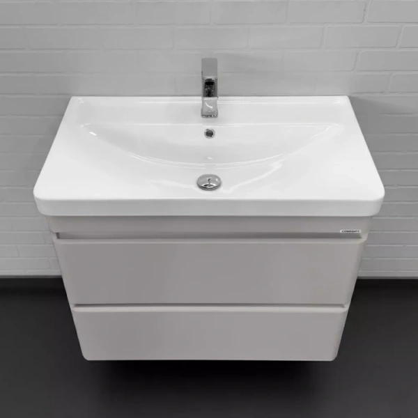 Тумба с раковиной Comforty Енисей-80П2 00-00022358CF серый шелк фото