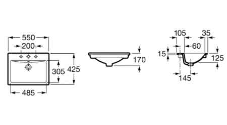 Раковина встраиваемая Roca Diverta 32711600Y 55 см фото