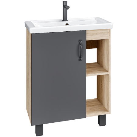 Тумба под раковину  Grossman Флай 60 106002 дуб сонома/серая фото