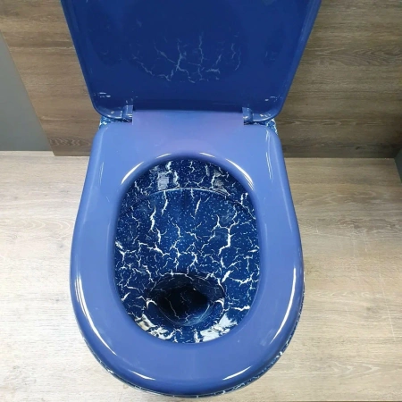 Унитаз-компакт напольный Rosa Соло 463595 синий кракелюр, с сиденьем фото