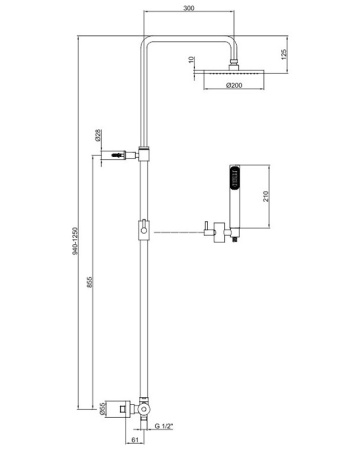 Душевая система Webert Elio EL980507560METAL черная матовая фото