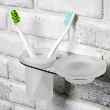 Стакан для зубных щеток с мыльницей WasserKRAFT Kammel К-8326 фото