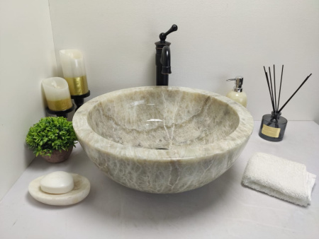 Накладная раковина из оникса Bowl Grey Medium BO-00006 фото