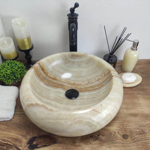 Накладная раковина из оникса Donut Green Medium DO-00172 (45*45*15см) фото