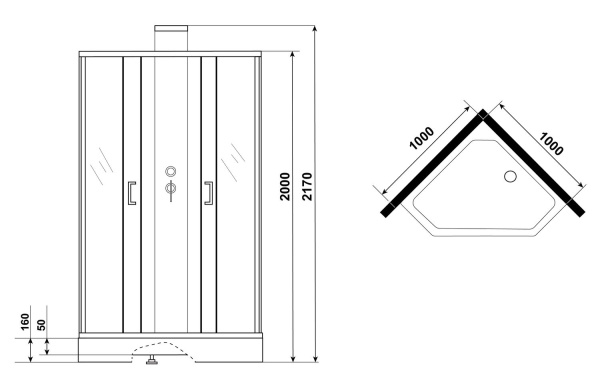 Душевая кабина Grossman Elegans GR250D 100x100 черная фото
