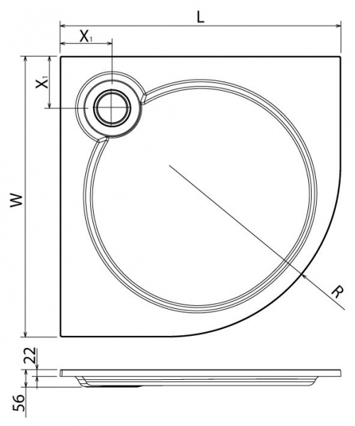 Поддон для душа Cezares Tray TRAY-S-R-90-550-56-W 90х90 фото