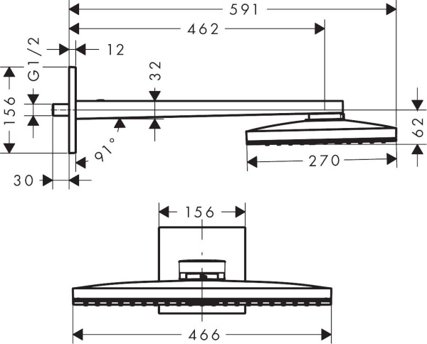 Верхний тропический душ Hansgrohe Rainmaker Select 460 1jet 24003600 фото