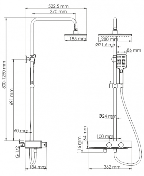 Душевая система (стойка) WasserKraft Thermo A11301 фото