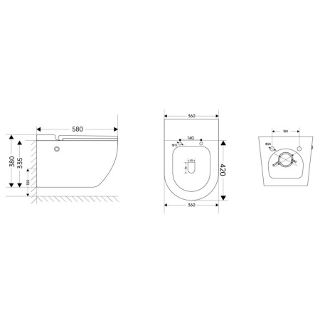 Подвесной унитаз с импульсным смывом Abber Bequem AC1108P с инсталляцией AC0101P фото
