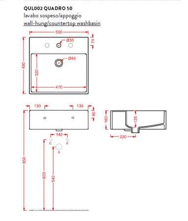 Накладная раковина Artceram Quadro QUL002 01 00 bi фото