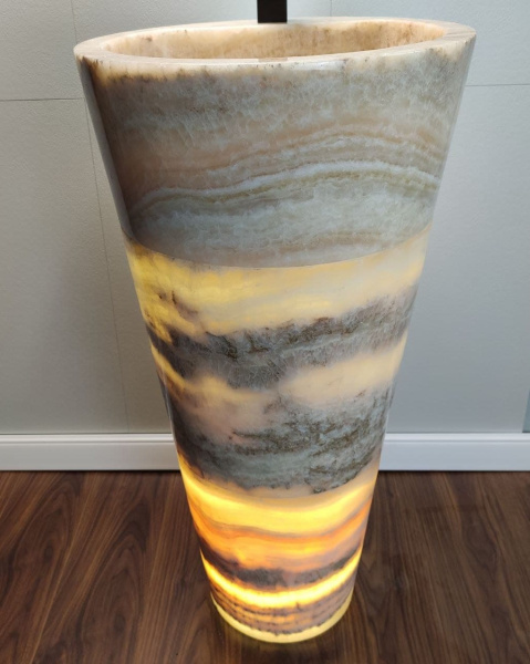 Раковина напольная из оникса Yellow ON-01346 (45*45*90) фото