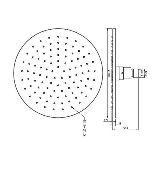 Верхний тропический душ Omnires Slimline WGA125CR хром фото