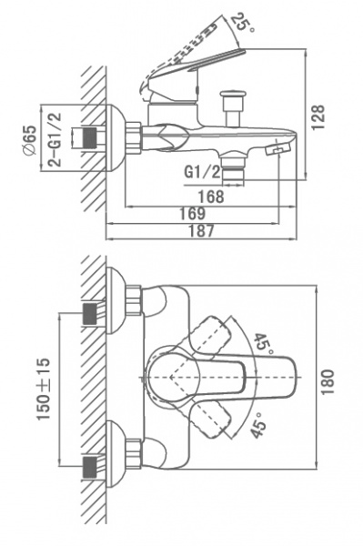 Смеситель для ванны с душем D&K Arbeo Bayern DA1243201 фото